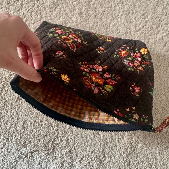 VTG Vera Bradley Chocolat Floral Cosmetic Case Wipeable Interior USA Made NEW - Picture 8 of 10